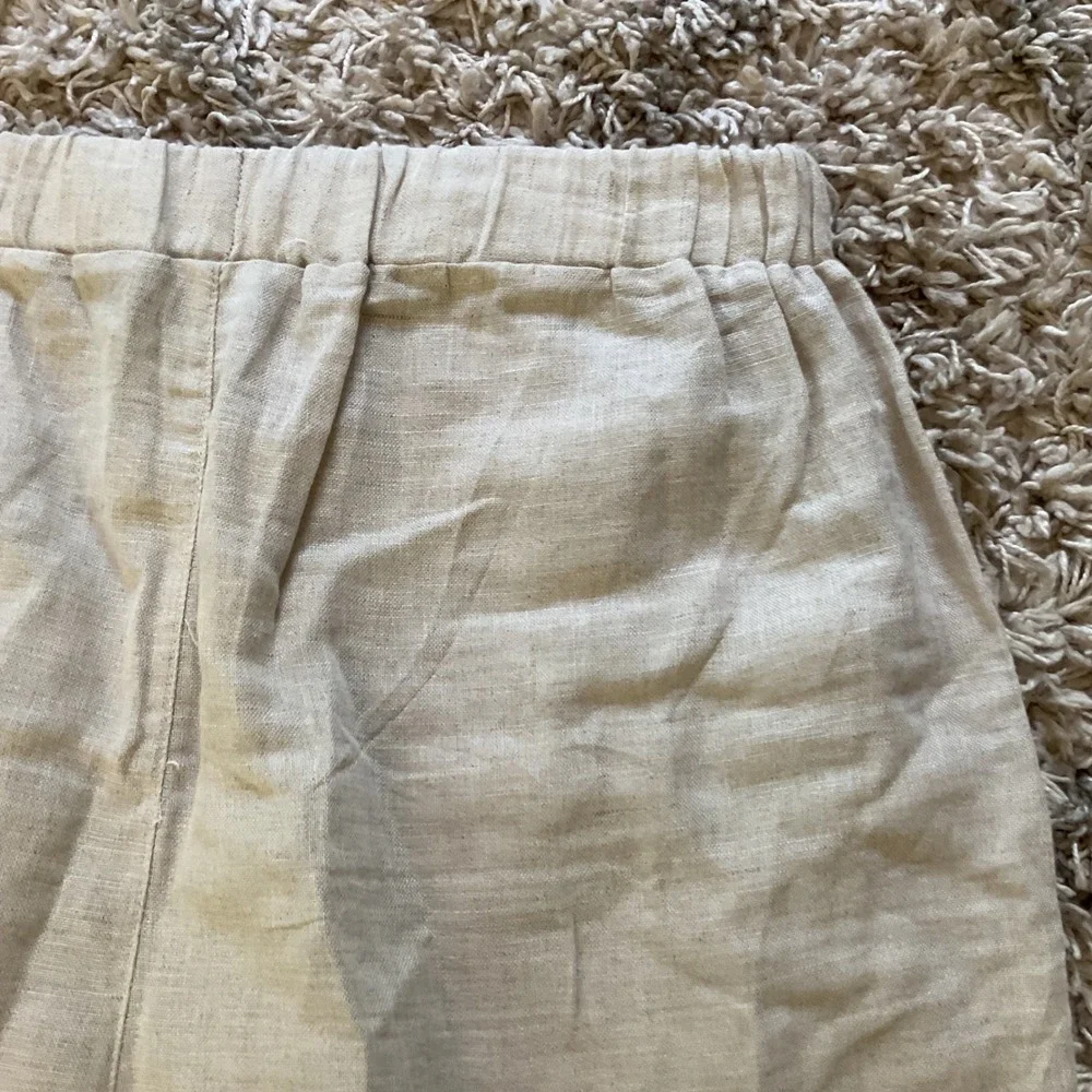 Hester & Orchard Linen Blend Elastic Waist Shorts Beige Women Large